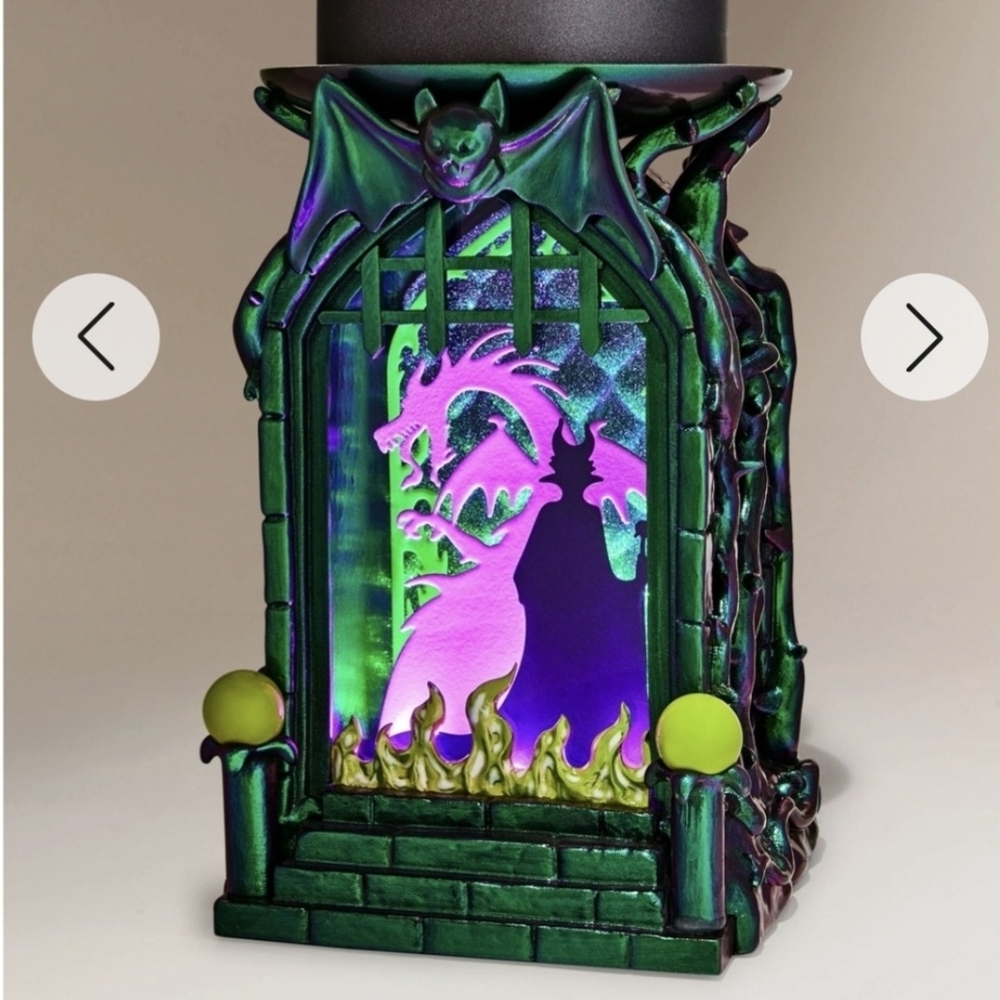 Disney Maleficent Shadow Box Candle Holdwr- Green and Purple
